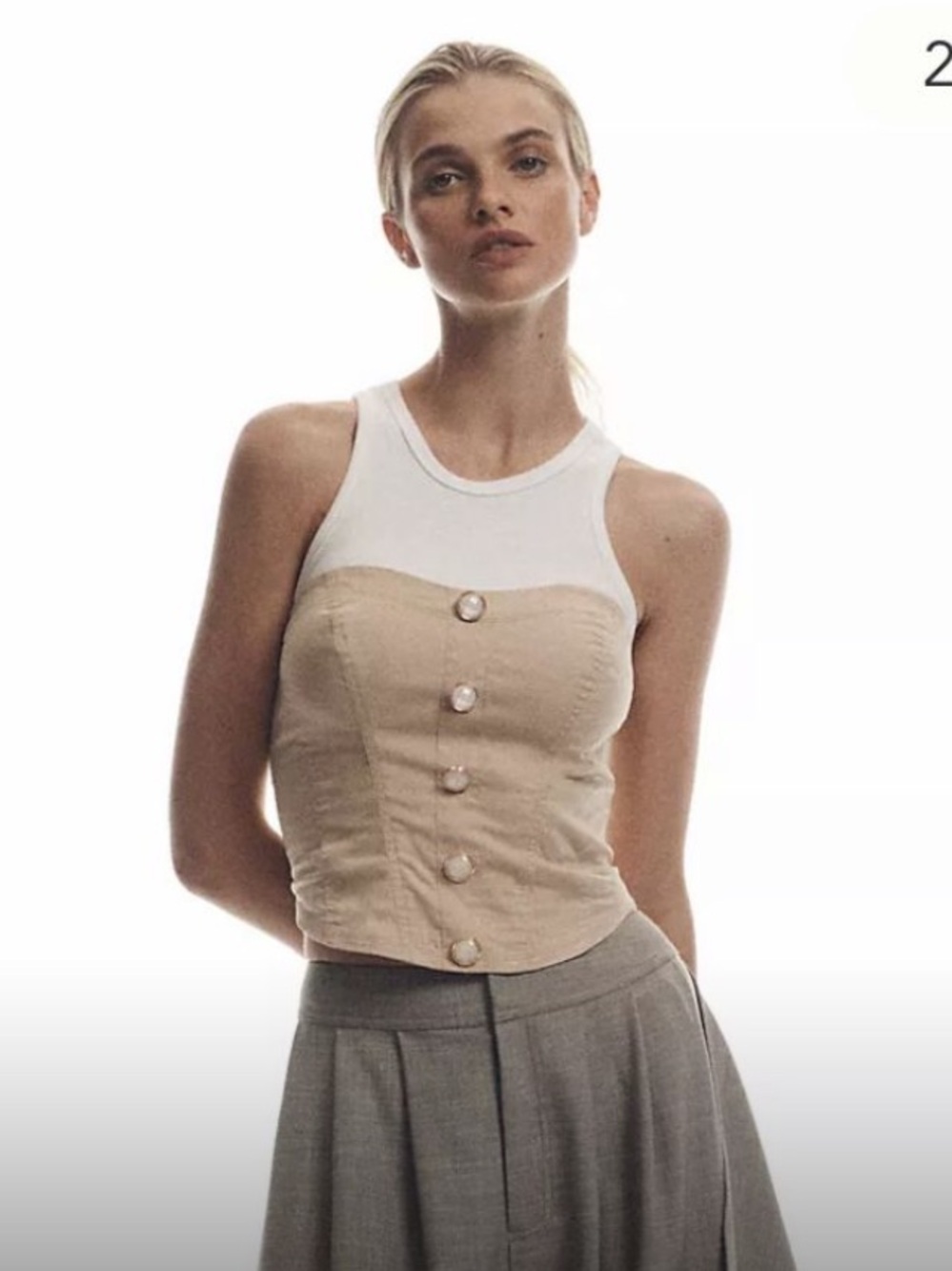 Anthropologie -porridge corset twofer tank